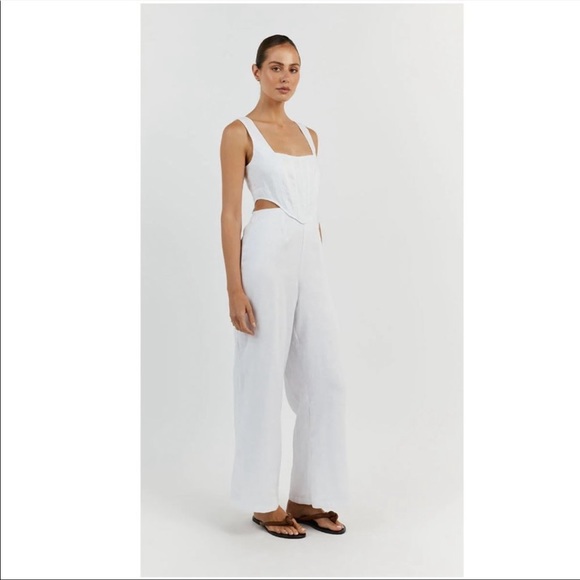 BNWT Diish White Linen Corset Jumpsuit Sz 2 - Picture 3 of 5